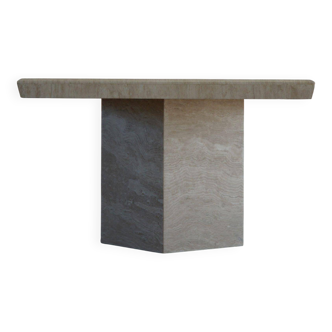 Vintage Scandinavian square dining table in white marble, 1980s.