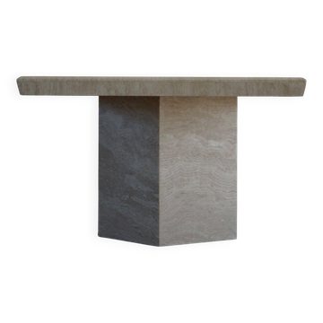 Table à manger carrée vintage scandinave en marbre blanc, années 1980