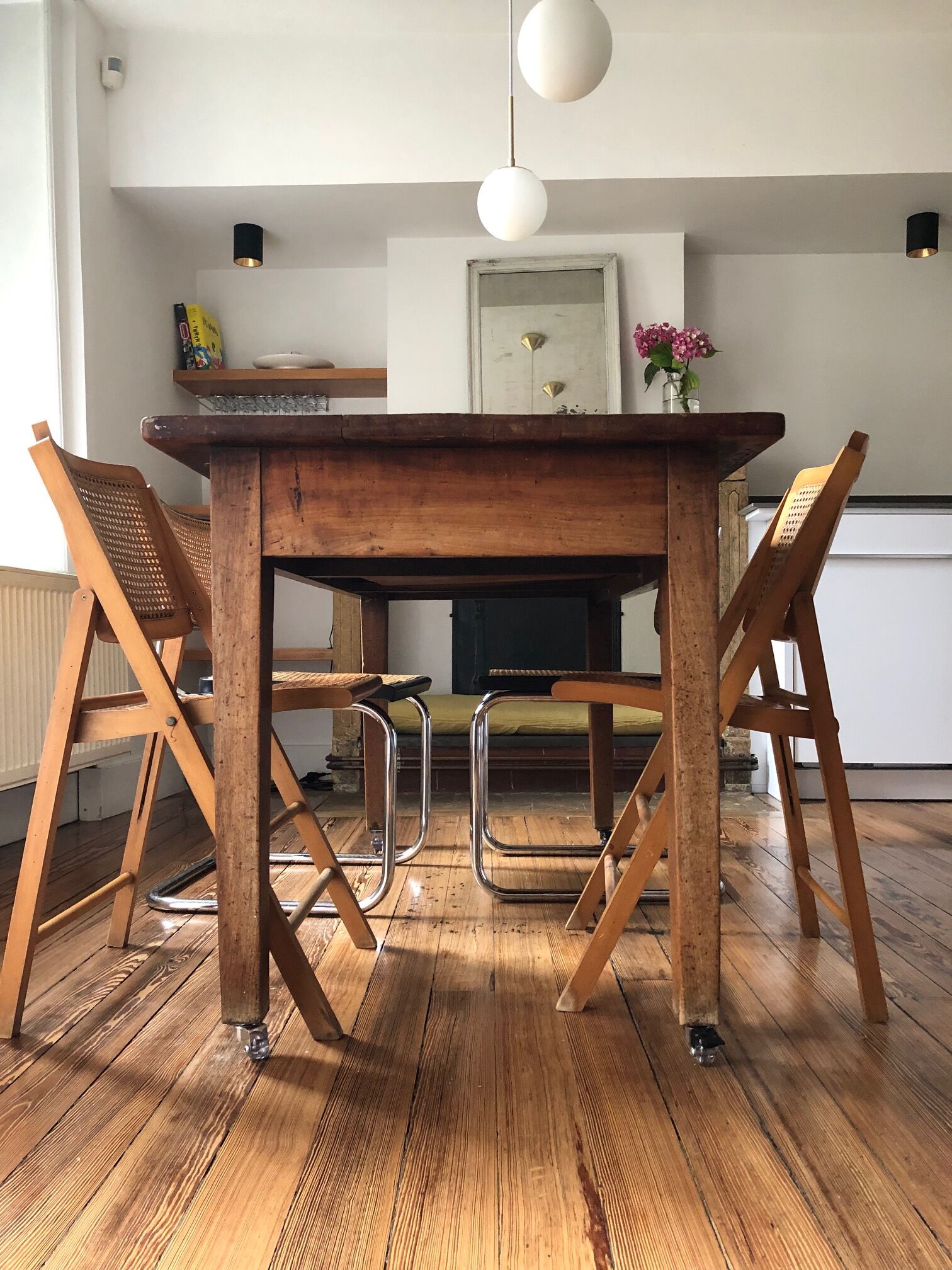 Solid wood farmhouse table
