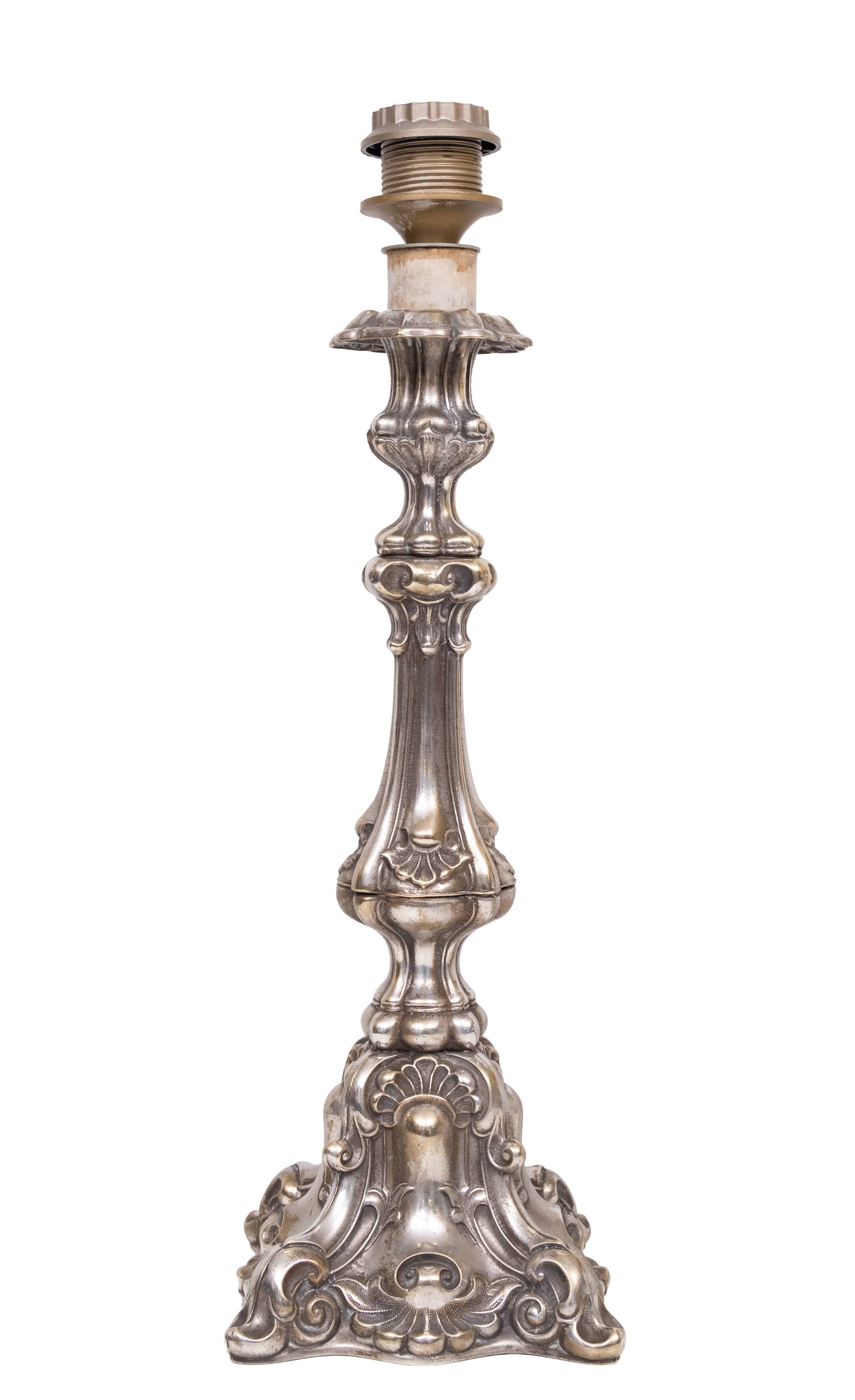 Stunning set of Rococo Silver Plated table lamps 1920s