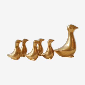 1970 vintage gold brass ducks