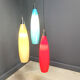 Vintage 3 glass pendant lights by Vistosi, 1970s