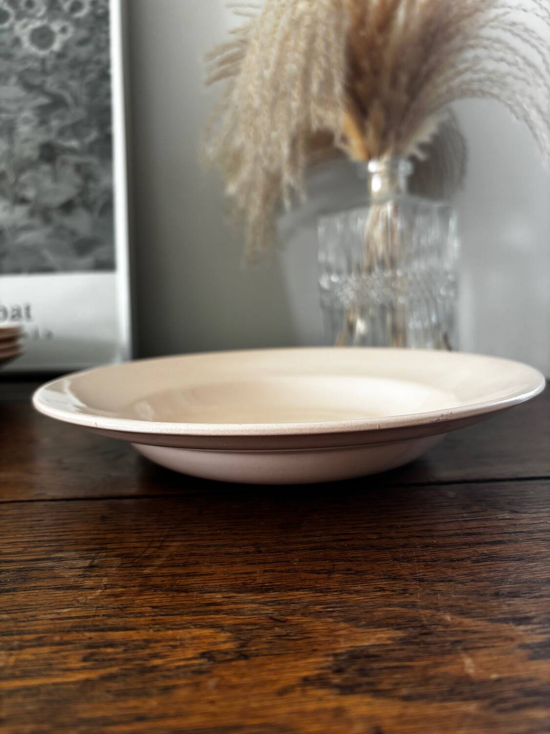 Vintage set of 8 powder pink soup plates Digoin Sarreguemines