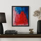 Abstract table red blue pink 46x38 cm painting signed