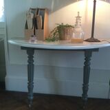 Antique painted half-moon console