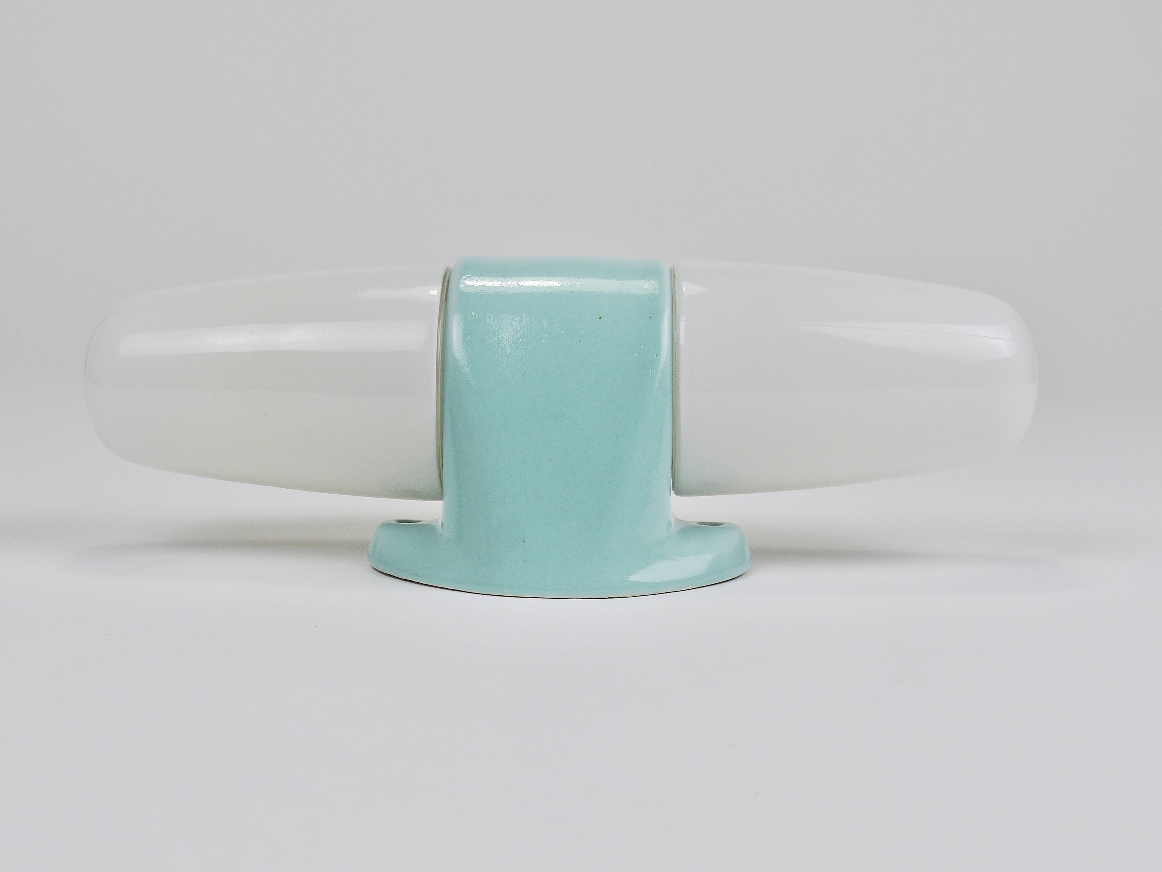 Wilhelm Wagenfeld Bauhaus Turquoise Double Sconce Wall Light, Germany, 1950