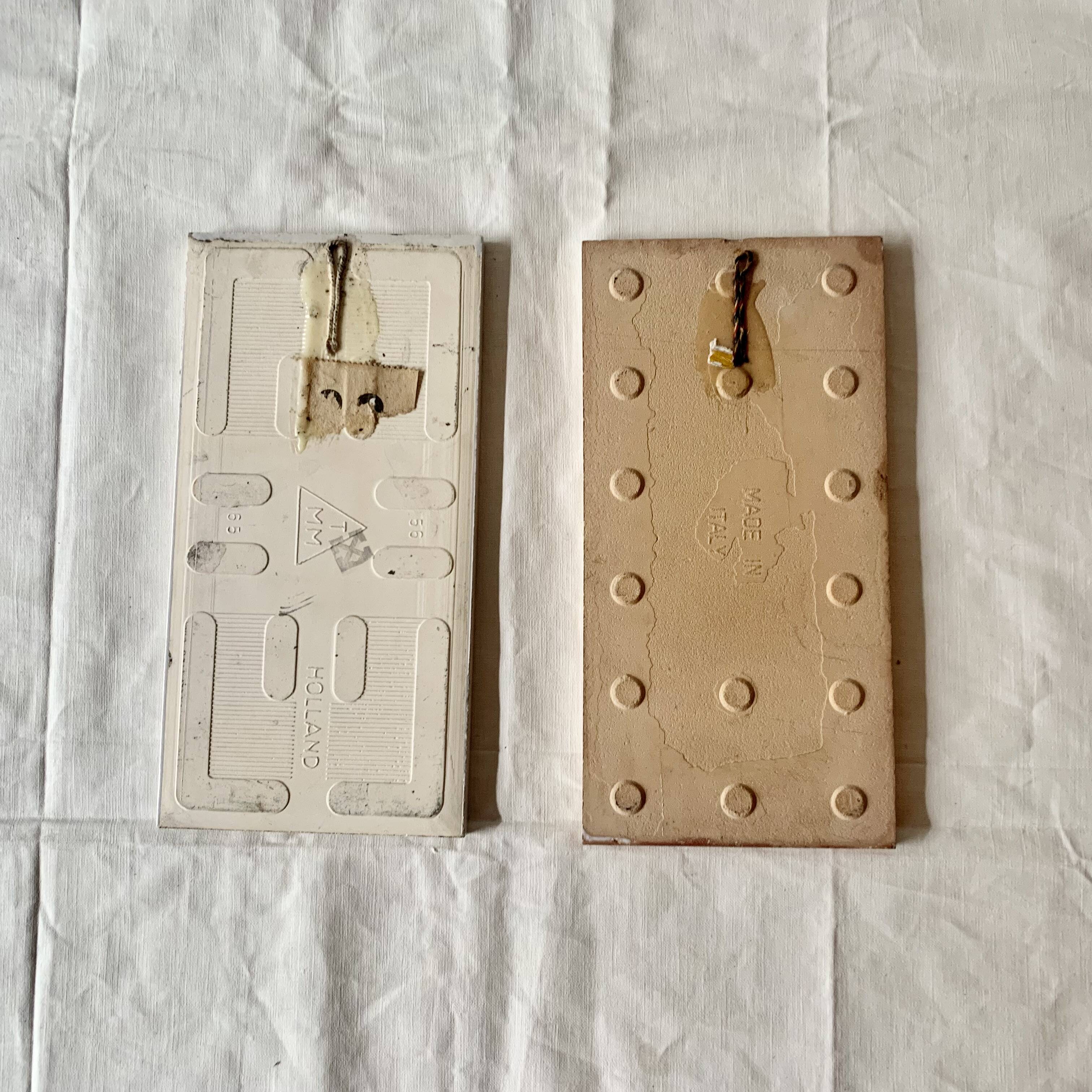 Pair of painted tile wall plates for children's bedroom