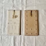 Pair of painted tile wall plates for children's bedroom