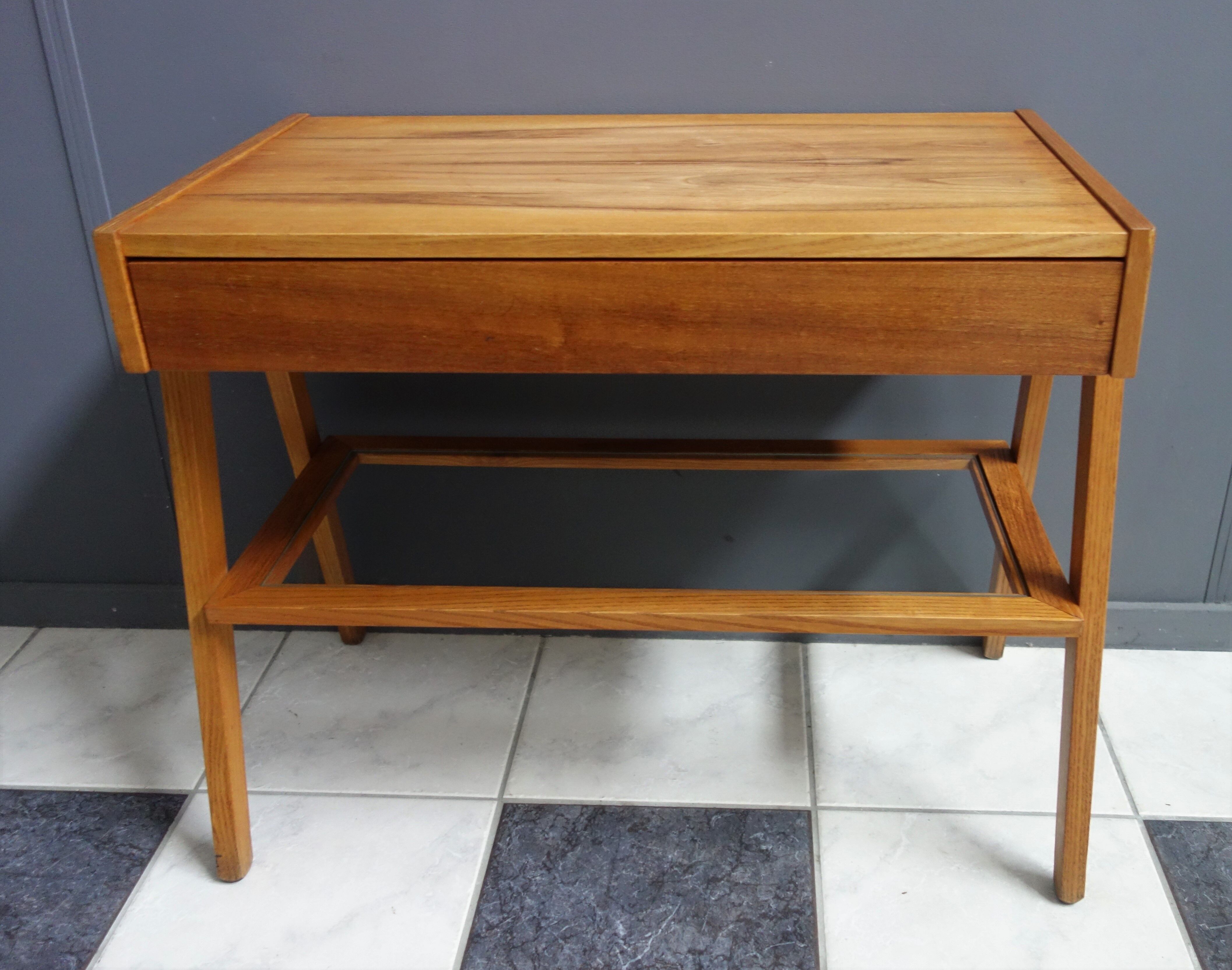 TV table with drawer and Glas tray 1970s Lanakroun Czech