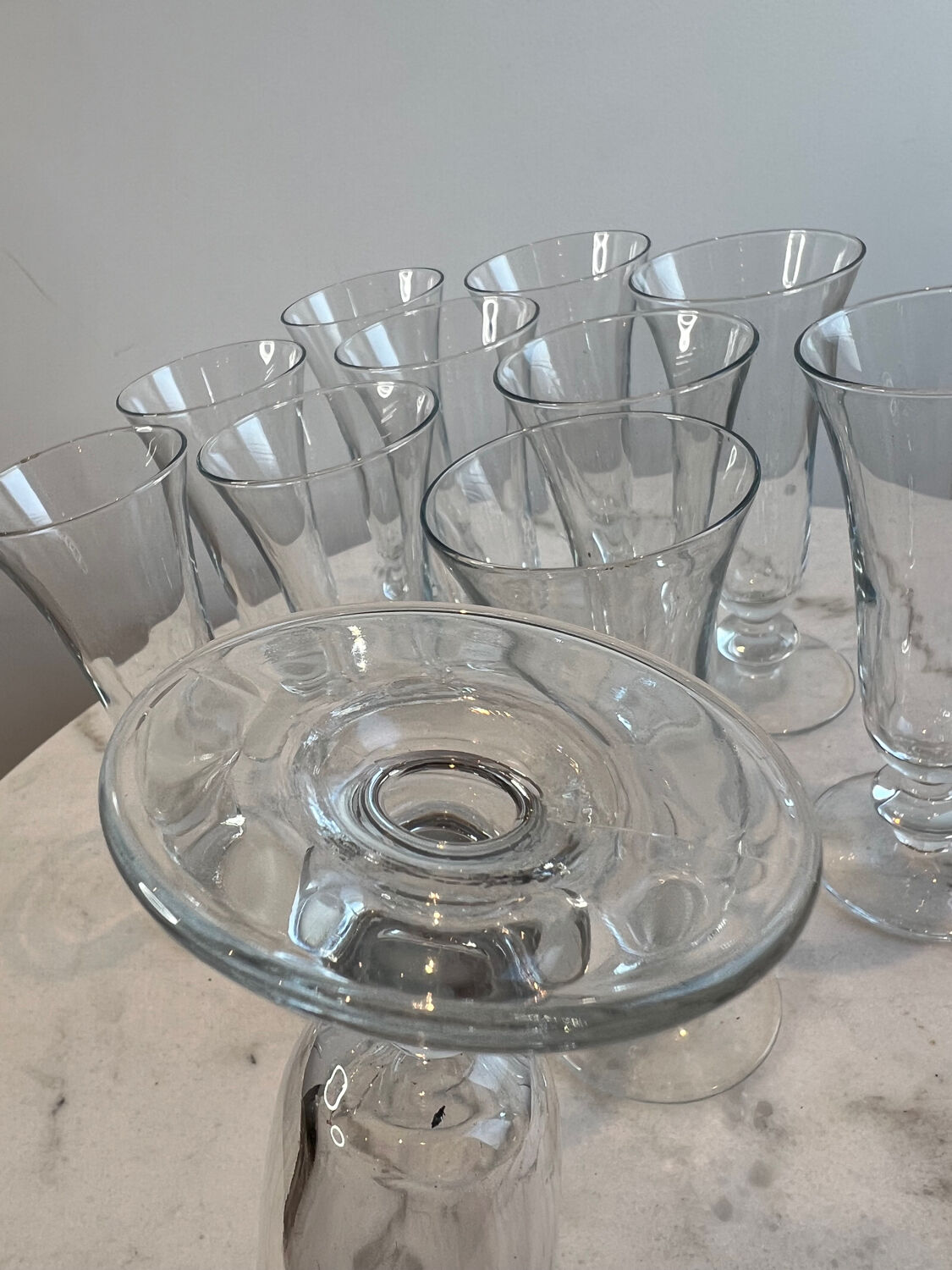 Set of 11 vintage stemmed glasses