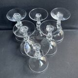 6 verres à eau en cristal léger soufflé, taillé et guilloché