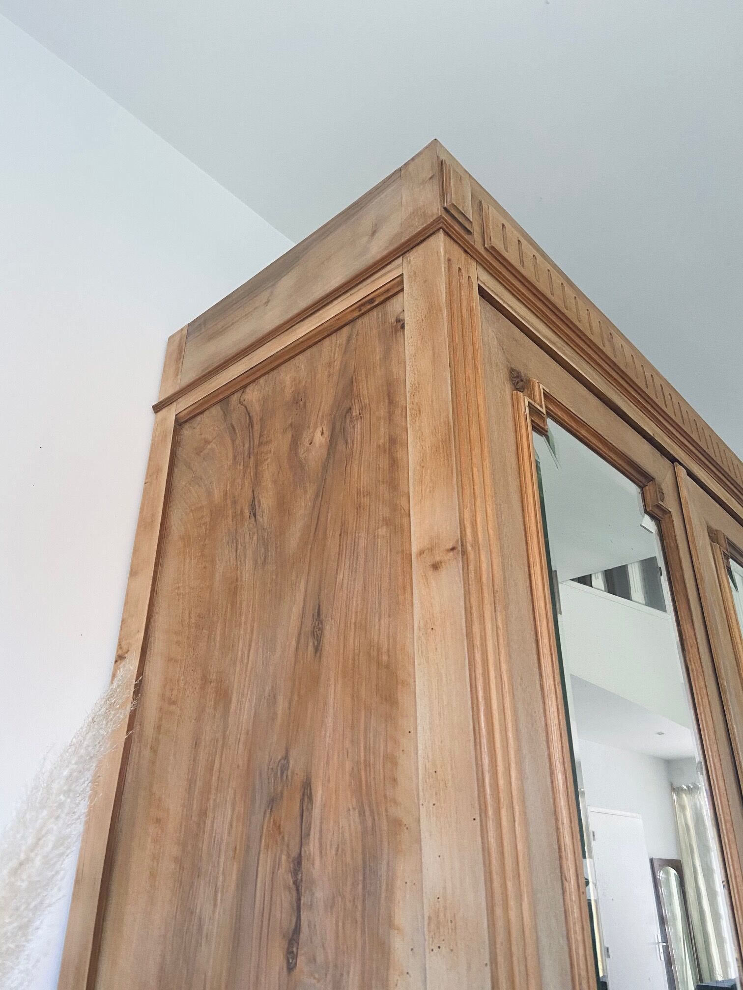 Louis XVI style cabinet in raw solid walnut