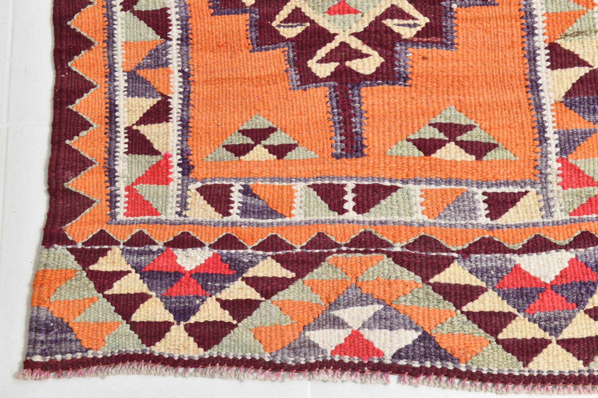 3x10 Kilim Soft Orange Decorative Hall Kilim Rug, 84x304Cm