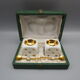 Pair of vintage porcelain salerons, shape dice to play - in case