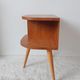 Old bedside table varnished wood, tripod varnished feet, vintage French, 50s (1)