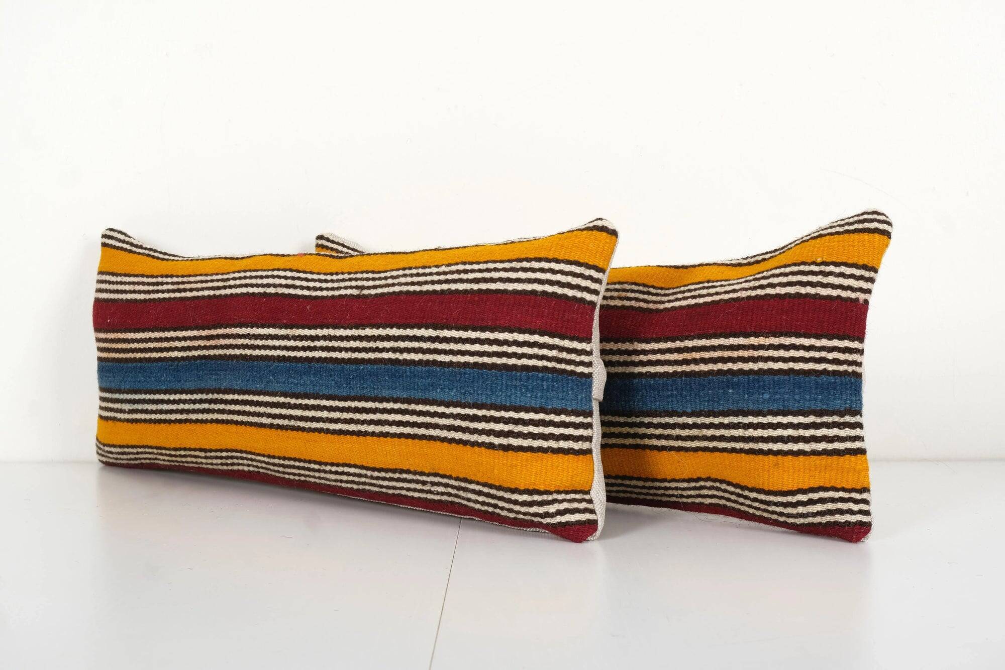 Set of 2 vintage kilim cushion covers 51x20 cm