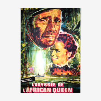 Affiche originale cinéma " L' Odysée de L'African Queen " 1952 Bogart, Hepburn..