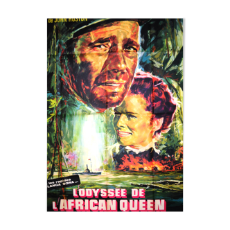 Affiche originale cinéma " L' Odysée de L'African Queen " 1952 Bogart, Hepburn..