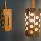 Set of 2 wood hang lamps 1970s
