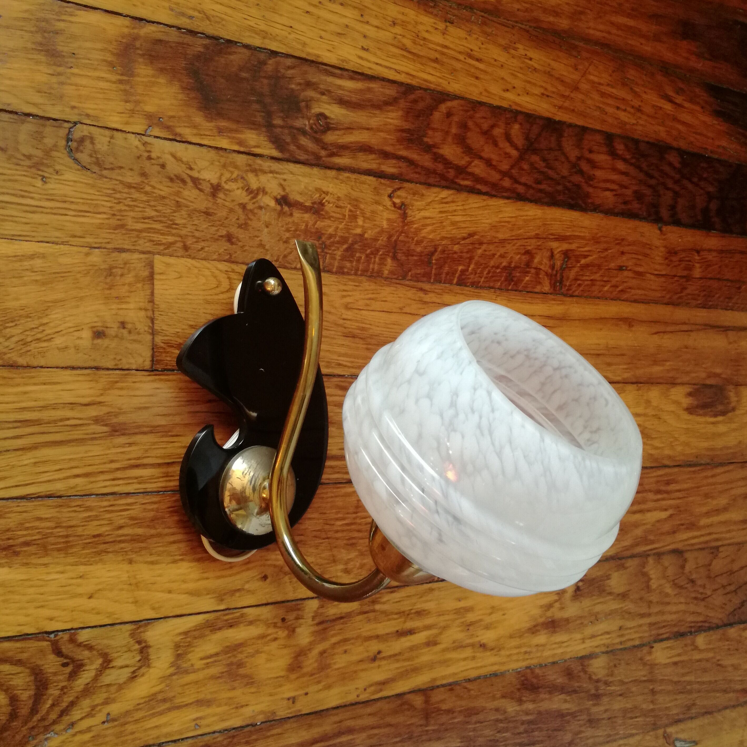 Art Deco brass and glass wall lamp