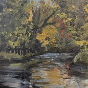Tableau "Bord de rivière", huile sur toile