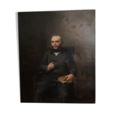 Old painting, portrait of a man of letters signed dated 1863