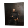 Ancient painting, portrait of a man of letters signed dated 1863