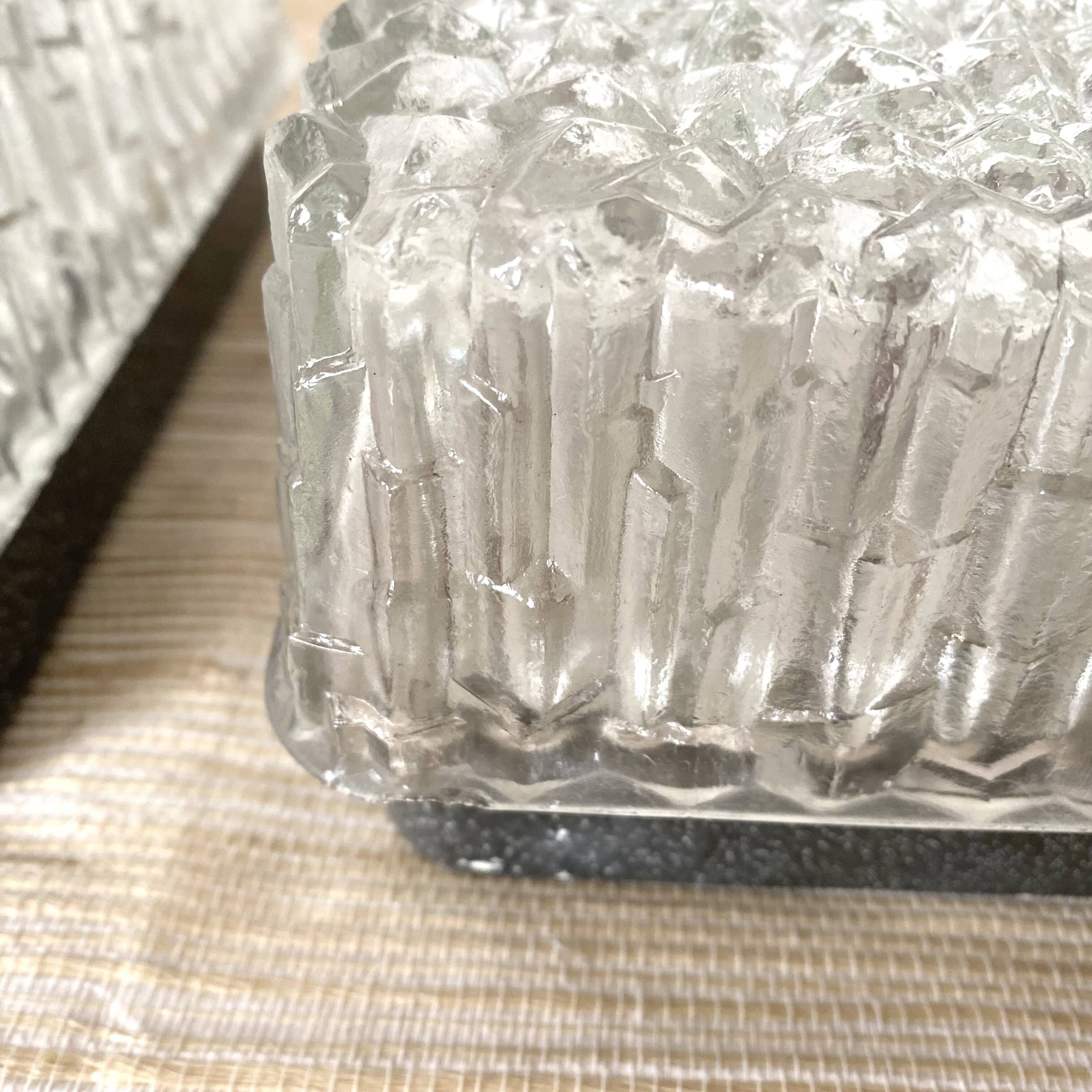 Plafonniers carrés en verre holophane, années 1960-1970