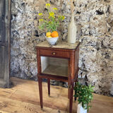 Louis XVI bedside in antique exotic wood marquetry / or harness