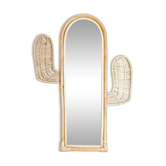 Cactus mirror in rattan and vintage bohemian canning  42x60cm