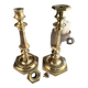 Charming Pair of Victorian Brass Candlesticks with Octagonal Bases - Matching Antique Candle Holders