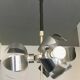 Space-age pendant lamp with 3 stainless steel lights and brushed aluminum adjustable in height - design 1970