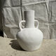 Handcrafted terracotta vase painted white with double handles h:40 d:30