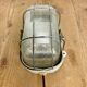 Industrial white porcelain cage wall light with ribbed glass, 1970s