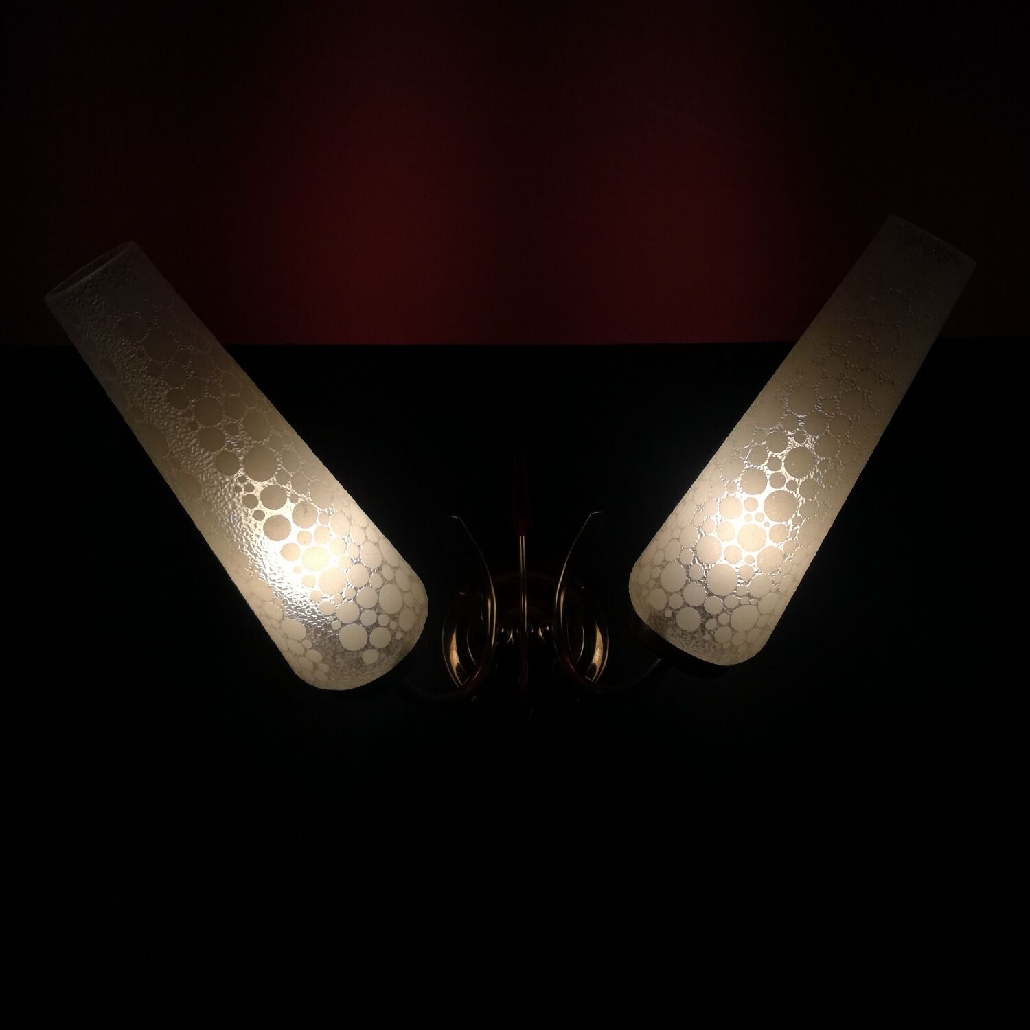 Double gold and glass wall light from 1960