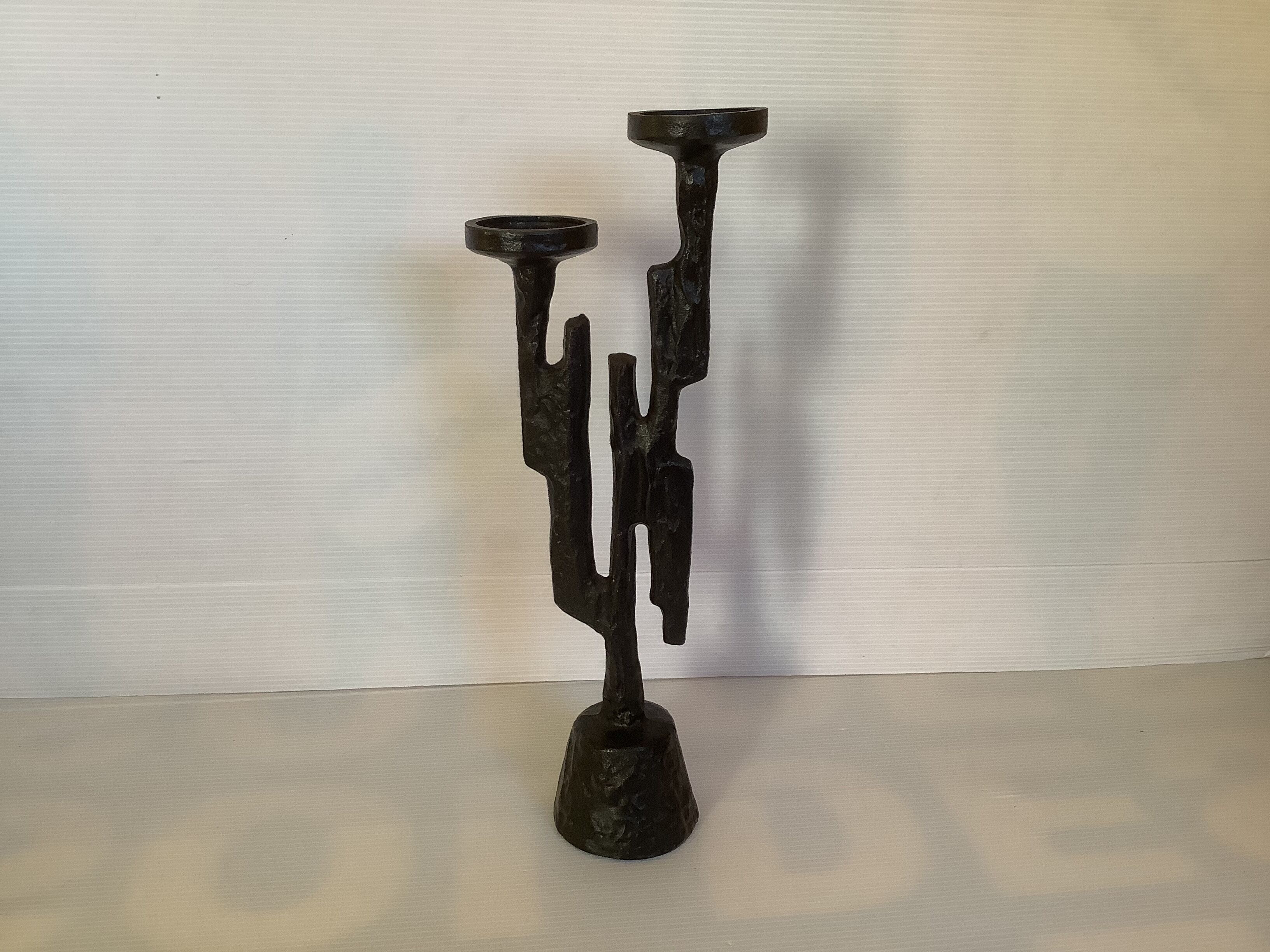 Brutalist cast iron candelabra candle holder Germany