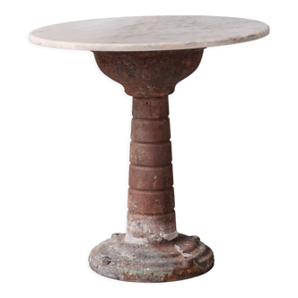 French antique iron and marble garden table