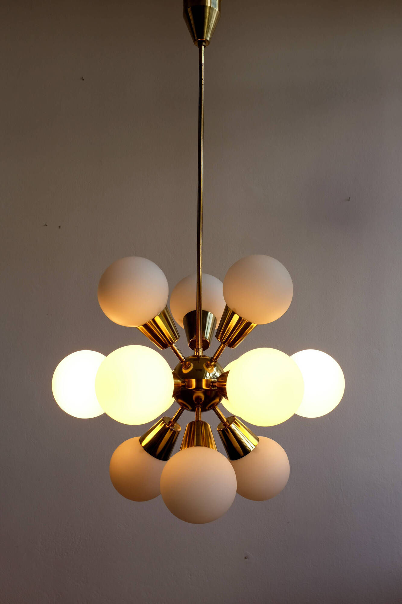 Czechoslovak sputnik chandelier by Kamenický Šenov, 1960s