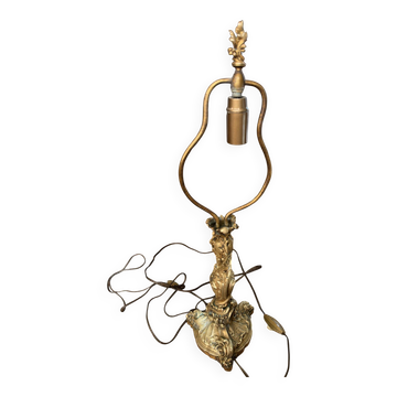Pied de lampe flambeau art nouveau en bronze doré Susse Frères &Robert