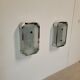 Pair of vintage sandblasted glass and chrome wall lights, 1970s