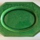 Plat néoclassique octogonal perles en terre vernissée vert XL