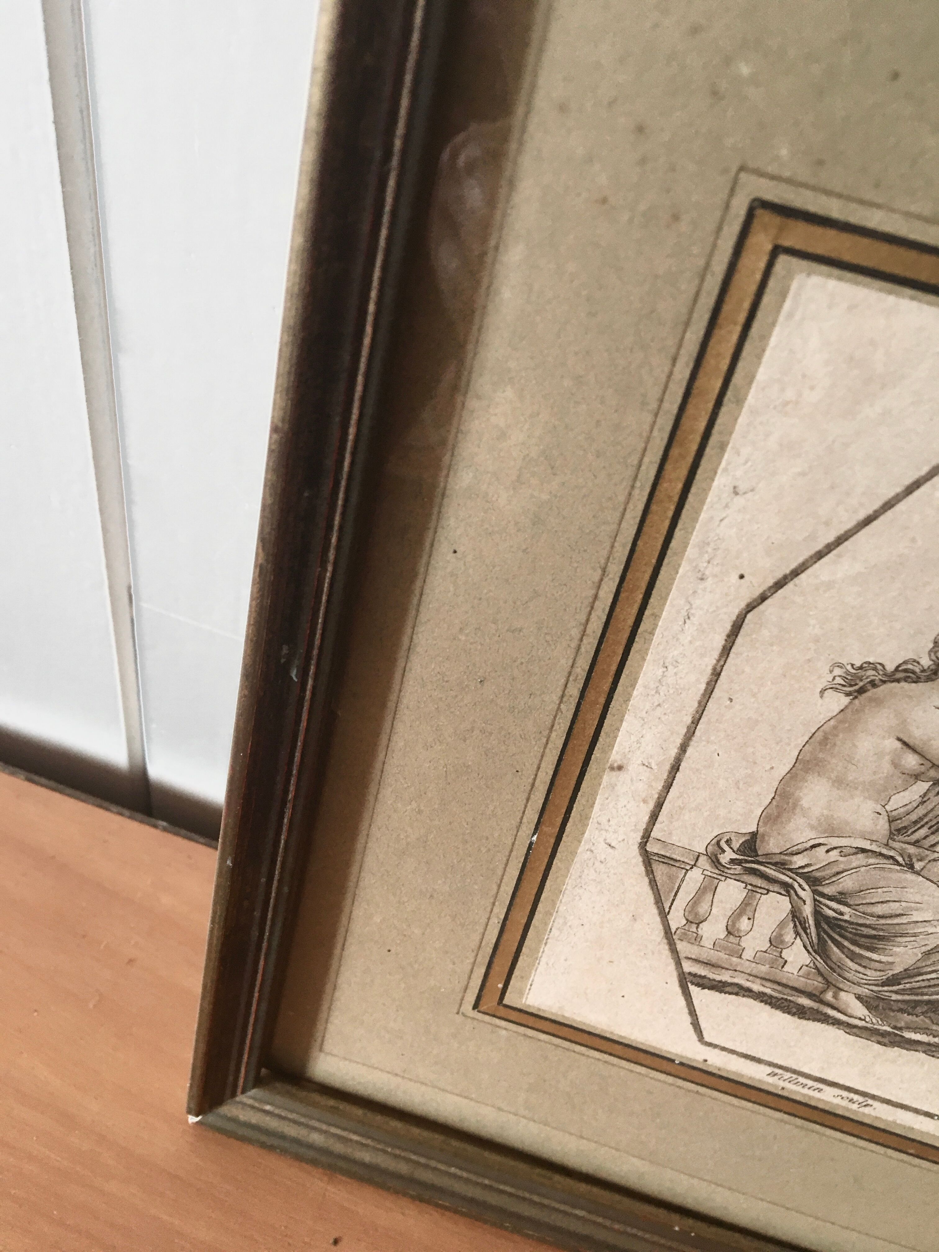 Cadre doré vitré et sa gravure antique 1900