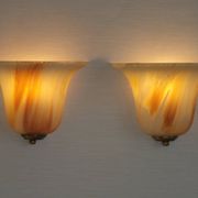 Vintage Pair Marinha Grande Swirl Art Glass Wall Sconces Made in Portugal