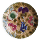 Plat rond en barbotine fruits Sarreguemines