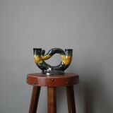 Bougeoir chandelier candélabre vintage céramique Vallauris poterie artisanale
