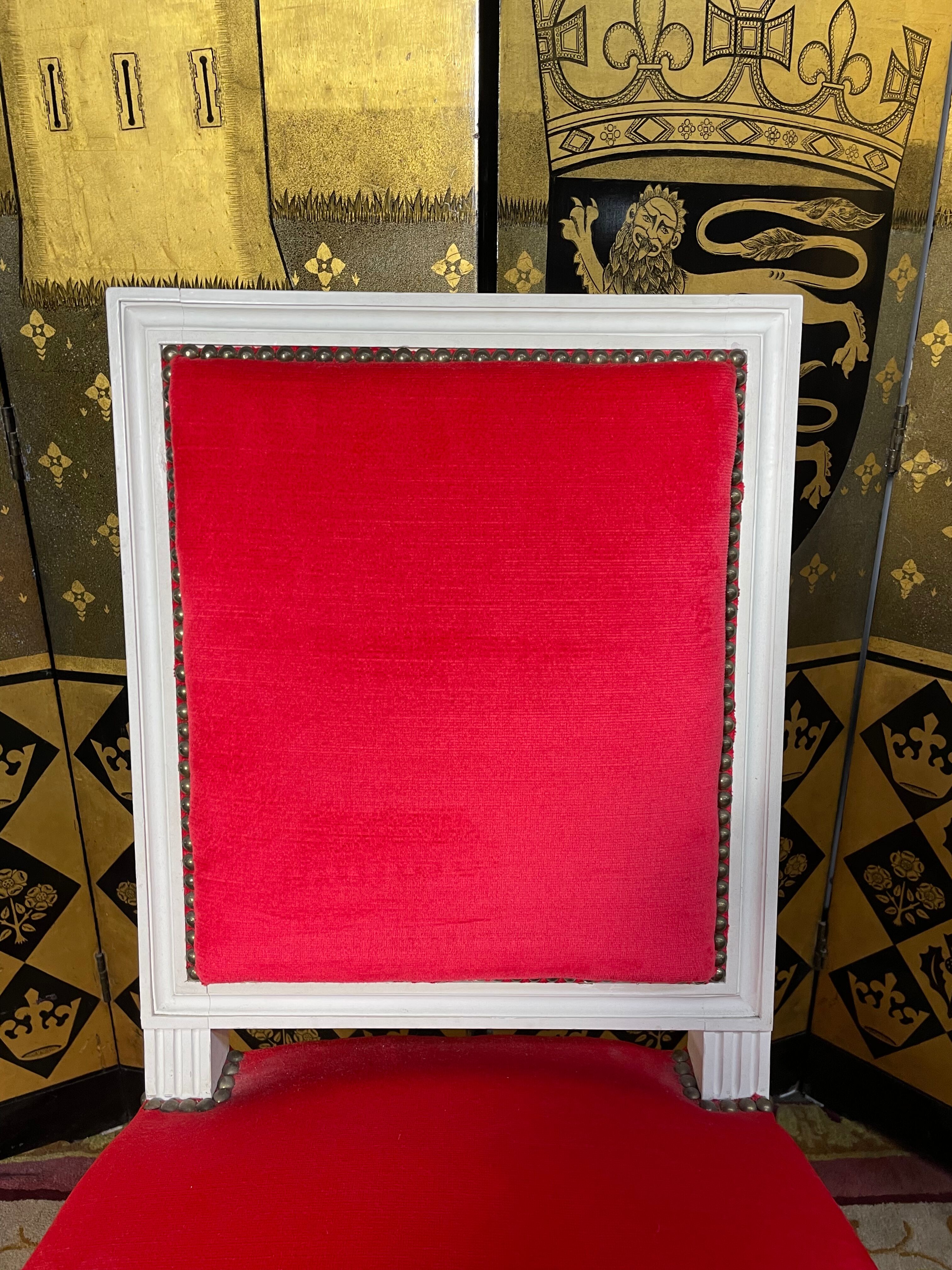Suite of 6 Louis XVI red velvet style chairs