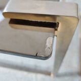 Ronald Schmitt trundle tables, glass and metal, 70s/80s
