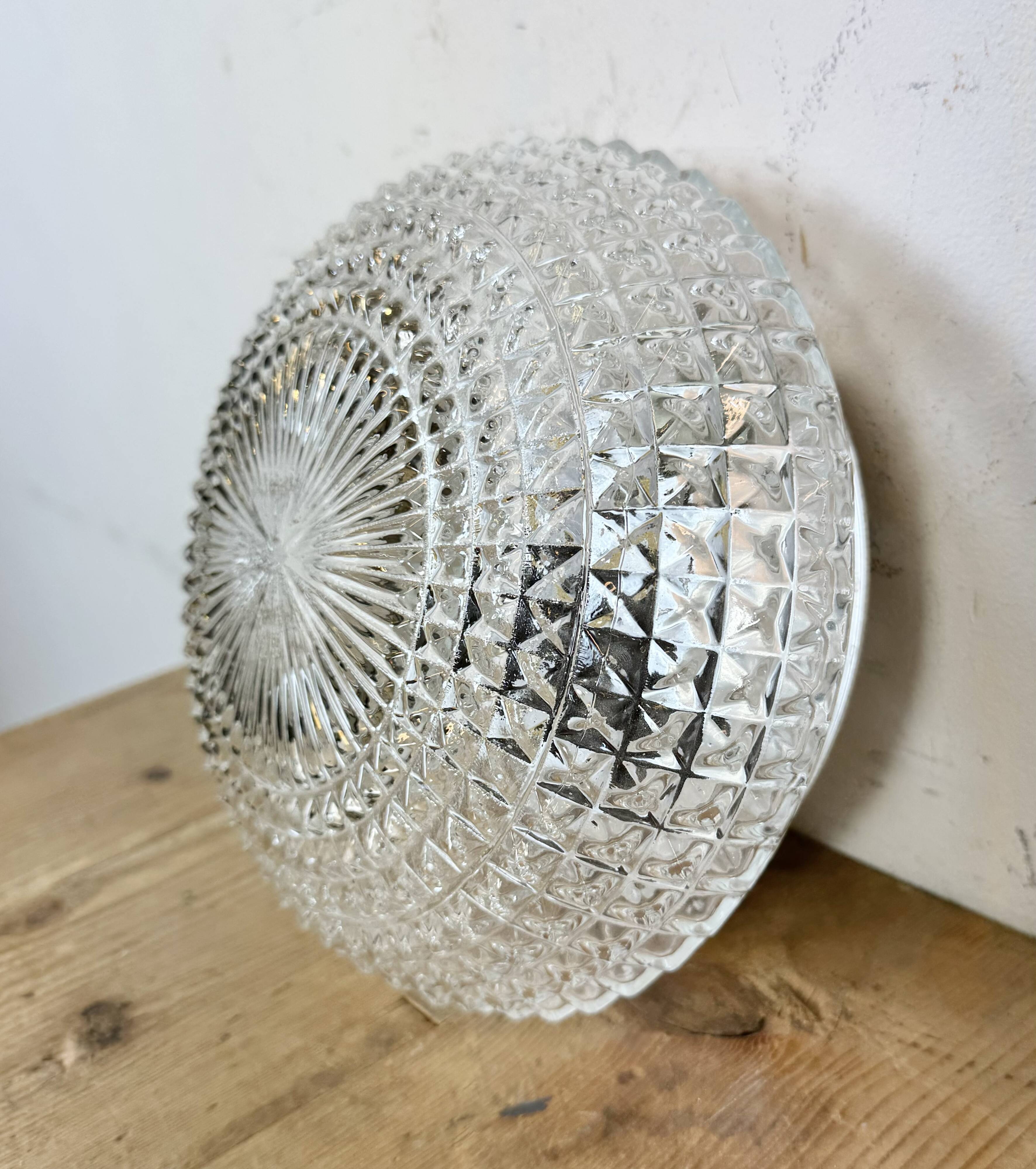 Vintage Glass Wall or Ceiling Light, 1970s