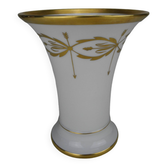 old golden porcelain vase Limoges deco kitsch vintage French vase