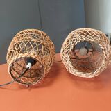 Pair of vintage rattan lamp